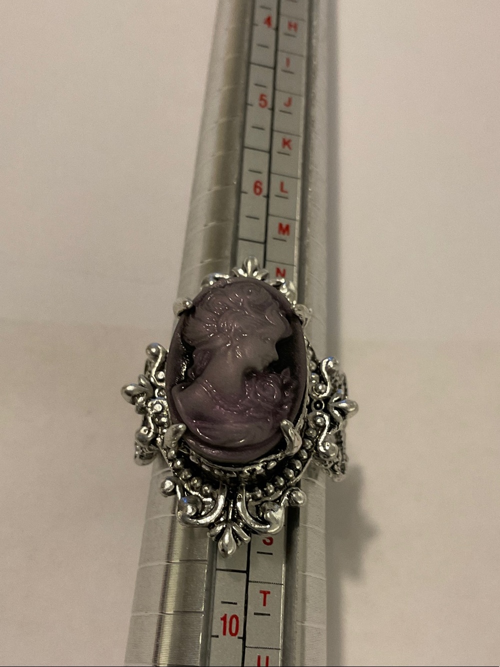 Silver plated cameo ring